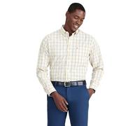 Izod Men's Advantage Performance Plaid Long Sleeve Stretch Button Down Shirt, Golden Cream, Medium