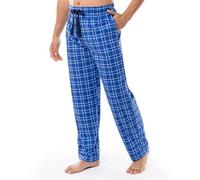 Izod Pantalones de pijama de forro polar sedoso para hombre, Azul Amarillo Cuadros, S