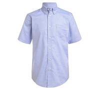 Izod Uniform Young Camisa Oxford de Manga Corta con Botones para Hombre, Azul Claro, X-Large (40/41)
