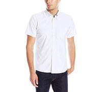 IZOD Uniform Young Men's Short Sleeve Oxford Shirt, White, Medium