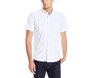IZOD Uniform Young Men's Short Sleeve Oxford Shirt, White, Medium