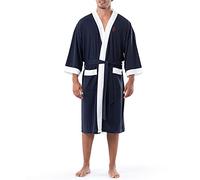 Izod Waffle Knit Kimono Robe Bata, Azul Marino, Talla única para Hombre