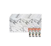 IZODEKOR Revestimiento de pared efecto mármol - 4x paneles con 4x adhesivo de montaje - Alternativa a baldosas/azulejos, panel ducha, panel para pared cocina | Arctic Breeze