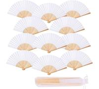iZoeL 12pcs Mano Abanico Blanco Plegable Abanico Bodas para Fiestas Verano Boda Reglo Regalos Boda