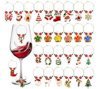 iZoeL 30 Piezas Marcadores Copa Vino Champán Reconocimiento Colgante Navidad Dijes Reutilizables No Más Confusión Marcadores Copa Navidad