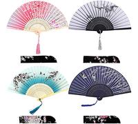 iZoeL 4pcs Abanico Mano Abanico Estilo Japonés Abanico Plegable Boda Abanico Boda Abanico Plegable Abanico Fiesta Verano Boda
