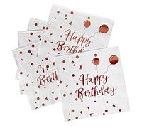 iZoeL 50 Uds Servilletas Cumpleaños, Servilletas Feliz Cumpleaños Oro Rosa, 33x33cm, Servilletas Papel Oro Rosa 3 Capas, Decoración Mesa Para Niños Niñas