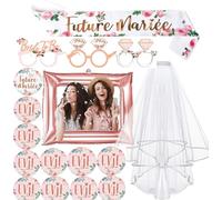 iZoeL Accesorio para despedida de soltera, insignias para futuros novios insignias EVJF Bufanda Futura Novia Kit EVJF Accesorio Brida Accesorios - Team Brida EVJF, rosa y blanco., Talla única