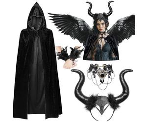 iZoeL Disfraz De Carnaval Para Mujer Capa Diablo Cuernos Diablo Diadema Accesorio Para Disfraz De Cosplay Traje Mujer Carnaval Fiesta Temática