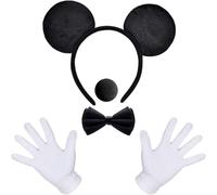 iZoeL Halloween Disfraz Señoras Mouse Traje Diadema Orejas Ratón + Guantes + Nariz + Corbata Halloween Carnavl Fiesta Disfraz Niños Niños Disfraces