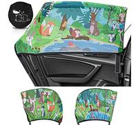 iZoeL Parasol Coche Bebé con Ventosa, Parasol Ventana Coche para Niños, Ventana Lateral, Película Bosque Animales (Negro Bosque)