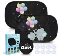 iZoeL Parasol para coche para niños, protección solar para coche, ventana lateral, parasol con protección UV (elefante negro)