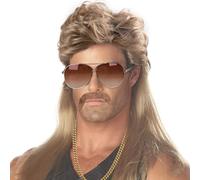 iZoeL Peluca Salmonete 80s 90s Traje Accesorios Hombres - Peluca Rubia Sol Collar Hombres Halloween Fasching Fiesta Halloween Disfraces