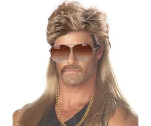 iZoeL Peluca Salmonete 80s 90s Traje Accesorios Hombres - Peluca Rubia Sol Collar Hombres Halloween Fasching Fiesta Halloween Disfraces