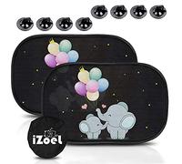 iZoeL Protector Solar Coche con Ventosa, Parasol Ventana Coche Niños, Película Protectora Solar para Ventana Lateral, Patrón Elefante para Bebé