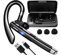 Izoxis Auriculares inalámbricos Bluetooth 5.1 con indicador LED, 8 - 10 horas, tiempo de conversación, 10 metros de alcance, cancelación de ruido, Cascos Auriculares con funda de gancho para la oreja
