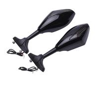 Izquierda Derecha Espejo Espejos Retrovisores Laterales con Intermitentes Integrados para Suzuki GSXR600 GSXR750, Espejos Laterales Convexos. Espejo Tráfico(Negro Brillante)