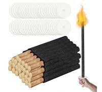 Izrielar Antorchas de cera 100 piezas, tiempo de combustión 100 min, antorchas jardín para hechas de cera natural, con protección para las manos, mango extra largo, para niños exterior fogata nocturna