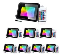 Izrielar Foco LED 8x 20W RGB con control remoto, 16 colores, 4 modos, función de memoria de cambio de color, foco de exterior impermeable IP66, foco para exterior dentro de la fiesta del árbol