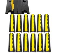 Izrielar Puente de cables para suelo de 2 canales, protección contra sobretensiones para cables, 12 unidades de puente de cable exterior de goma termoplástica comercial con diseño modular, 100 x 15 x