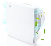 Izrielar Ventilador de baño de 100 mm con sensor de humedad y temporizador antirreflujo, aspirador de baño, funcionamiento silencioso, ventilador de salón para baño y cocina, blanco