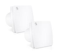 Izrielar Ventilador de baño de 100 mm con sensor de humedad y válvula de retorno, temporizador, ventilador de escape de baño, funcionamiento silencioso, para baño y cocina, blanco, juego de 2 unidades