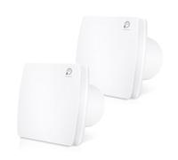 Izrielar Ventilador de baño de 150 mm con sensor de humedad y válvula antirretorno, ventilador de baño, ventilador de salón, para baño y cocina, funcionamiento silencioso, juego de 2 unidades, color