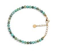 IZZY RELIC Pulsera de Piedra Natural Ajustable para Mujer, 4 mm, Acero Inoxidable, Pulsera Energética Fina Elegante, Regalo Mujer, Chakras y Energía Positiva (Verde Turquesa Africana)