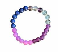 IZZY RELIC Pulsera de Piedra Natural Elástica Ajustable para Mujer y Hombre - Colección Chakras - (Lila - Calma Mental)