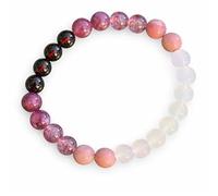 IZZY RELIC Pulsera de Piedra Natural Elástica Ajustable para Mujer y Hombre - Colección Chakras - (Rosa Intenso - Atracción Energética)