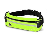 IZZY Riñonera Deportiva Impermeable con Porta Botella - Neopreno Reflectante, Salida para Auriculares y Bolsillos Múltiples, Cinturón Ajustable para Running, Senderismo, Viajes y Ciclismo