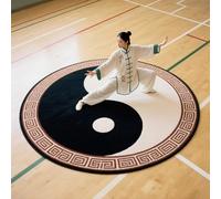 J,80cm (31.50IN),AVSMGP Alfombrilla Redonda 3D con Diseño Taiji, Alfombra De Área con Motivo Yin Yang- Lavable, Antideslizante Y Absorbente para Sala Estar, Dormitorio Y Entrada
