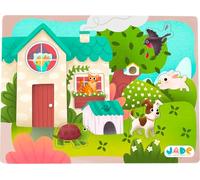 J.A.D.E - Pack de 8 Puzzles Forma Animales Domésticos - 1ª Edad - Juego Educativo - Primeras Reflexiones - 052480PA - 6 Piezas - Multicolor - Madera FSC - Diseño Francés - Desde 18 Meses