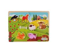 J.A.D.E - Paquete de 8 Rompecabezas Forma Animales de la Granja - 1era Edad - Juego Educativo - Primeras Reflexiones - 052481PA - 6 Piezas - Multicolor - Madera FSC - Diseño Francés - Desde 18 Meses