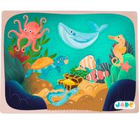 J.A.D.E - Puzzle Forma Animales del Mar - 1ª Edad - Juego Educativo - Primeras Reflexiones - 052482-6 Piezas - Multicolor - Madera FSC - Diseño Francés - Puzzle Infantil - Desde 18 Meses