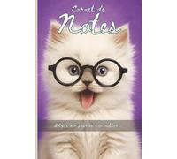 J’adopte un carnet ® Carnet ligné A5 « Chaton à lunettes - Chat persan » 120 pages, 60 feuilles, utilisable comme bullet journal, journal intime, carnet de notes - Durable et respectueux de l’écologie