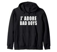 J' Adore Bad Boys Relación Divertida Frase Francesa Rizz Amor Sudadera con Capucha