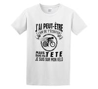 J Ai Peut-Étre L Air De T Écouter Mais Dans Ma Tete Je Suis Sur Mon Velo Men's T-Shirt Unisex White Cotton Hip Hop Print tee Shirts L