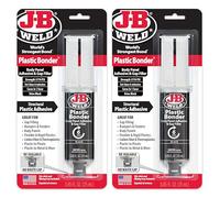 J-B Weld 50139 Adhesivo de plástico para panel de unión y jeringa de relleno de huecos, se seca en negro, 25 ml (2)