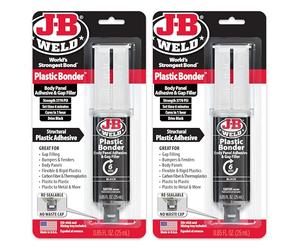 J-B Weld 50139 Adhesivo de plástico para panel de unión y jeringa de relleno de huecos, se seca en negro, 25 ml (2)