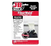 J-B Weld FiberWeld 38260 - Reparación de tuberías de 2 x 60 pulgadas, envoltura adhesiva de fibra de vidrio de alta resistencia, color blanco