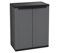 J-Base Armario multiusos de plástico (L x An x Al: 37,5 x 68 x 85 cm, Bajo, Gris oscuro/Negro)