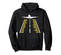 J.Bergsonn Aviación: Sudadera con Capucha Alfabeto Fonético B747 Avión Piloto Unisex Adulto Negro Talla S