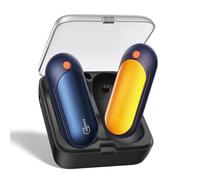 J-BRAUV Calentador de Manos Recargable 2 Unidades, 2000mAh, Calentador Manos Eléctrico con Estuche Carga 10000mAh, 5 Niveles Temp para Calienta Manos USB-C, Calefacción Doble Cara, Hasta24h Duración
