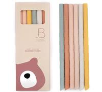 J. Børn, 6 piezas de pajitas de silicona y cepillo de limpieza, pajitas de silicona reutilizables 22cm, rectas libres de BPA con silicona 100% de grado alimenticio (Rosa)