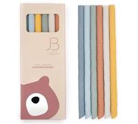 J. Børn, 6 piezas de pajitas de silicona y cepillo de limpieza, pajitas de silicona reutilizables 22cm, rectas libres de BPA con silicona 100% de grado alimenticio (Azul)