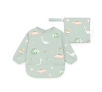 J.Børn Babero de manga larga para bebés de 6 a 12 meses, baberos impermeables para el destete + bolsa de almacenamiento a juego gratuita para el destete dirigido por el bebé (Dinosaurios)