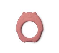 J.Børn - Mordedor de oso calmante | Silicona de grado alimenticio | 100% libre de BPA, PVC y ftalatos | A partir de 3 meses (rosa polvoriento)