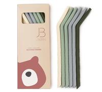 J.Børn - Pajitas de silicona y cepillo de limpieza, pajitas reutilizables de silicona, espirales plegadas sin BPA, pajitas reutilizables con 100% silicona de grado alimenticio (verde)