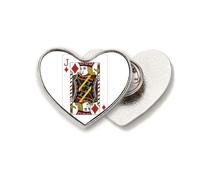 J - Broche de metal con diseño de corazón, diseño de cartas